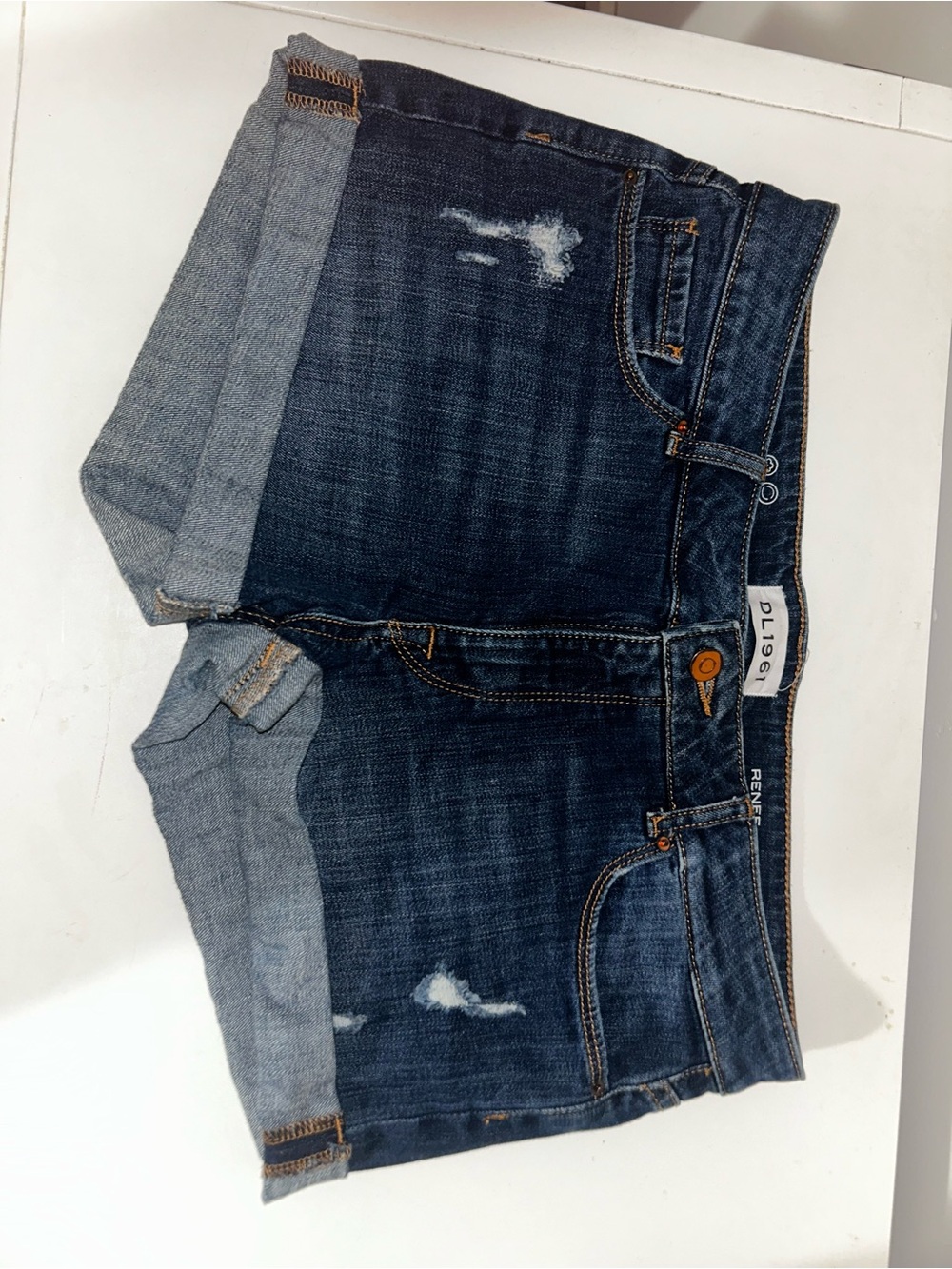 DL1961 Renee Mid/Dark Blue Denim Shorts